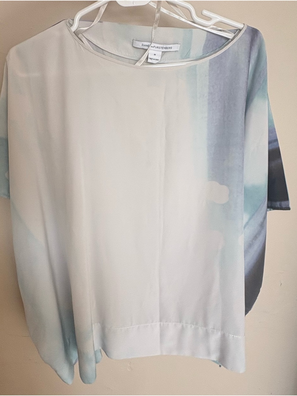 Diane Von Furstenberg Pale Blue and Aqua Draped Silk-Blend Tunic
